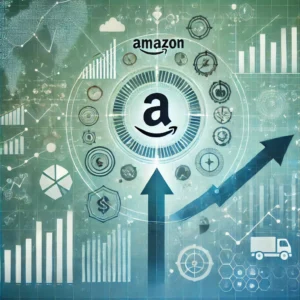 DALL·E 2024 11 03 18.25.53 A high quality visually engaging image for an article section on Factors Affecting Amazon Stock Performance. The image should feature elements like